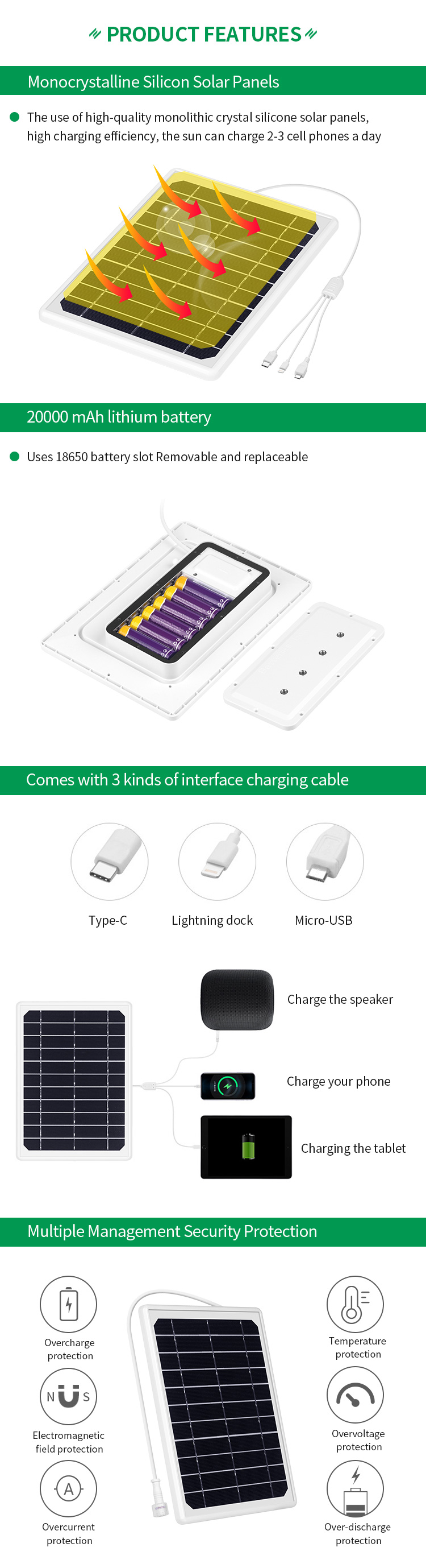 Highfly EU Warehouse 8W 5.5V 19200Mah Low Power Consumption Solar Charge Storage Battery Solar Power Bank Portable Solar Panel