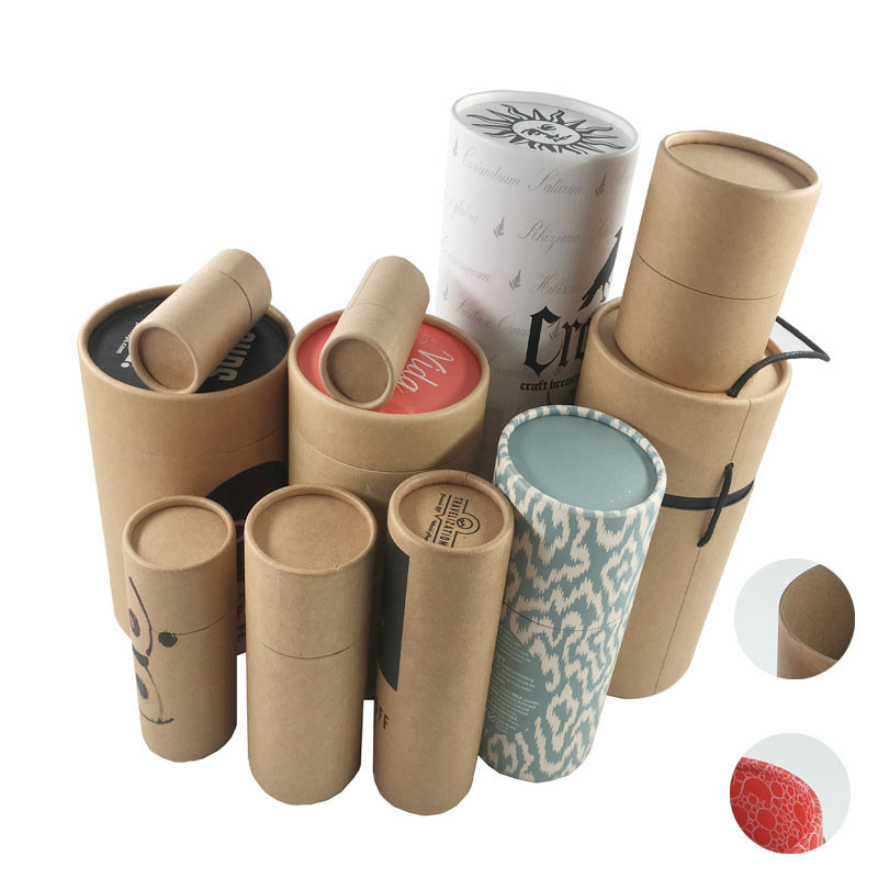 Biodegradable Cylinder Packaging Round Paper Carton Box , Cardboard Tube With Lid