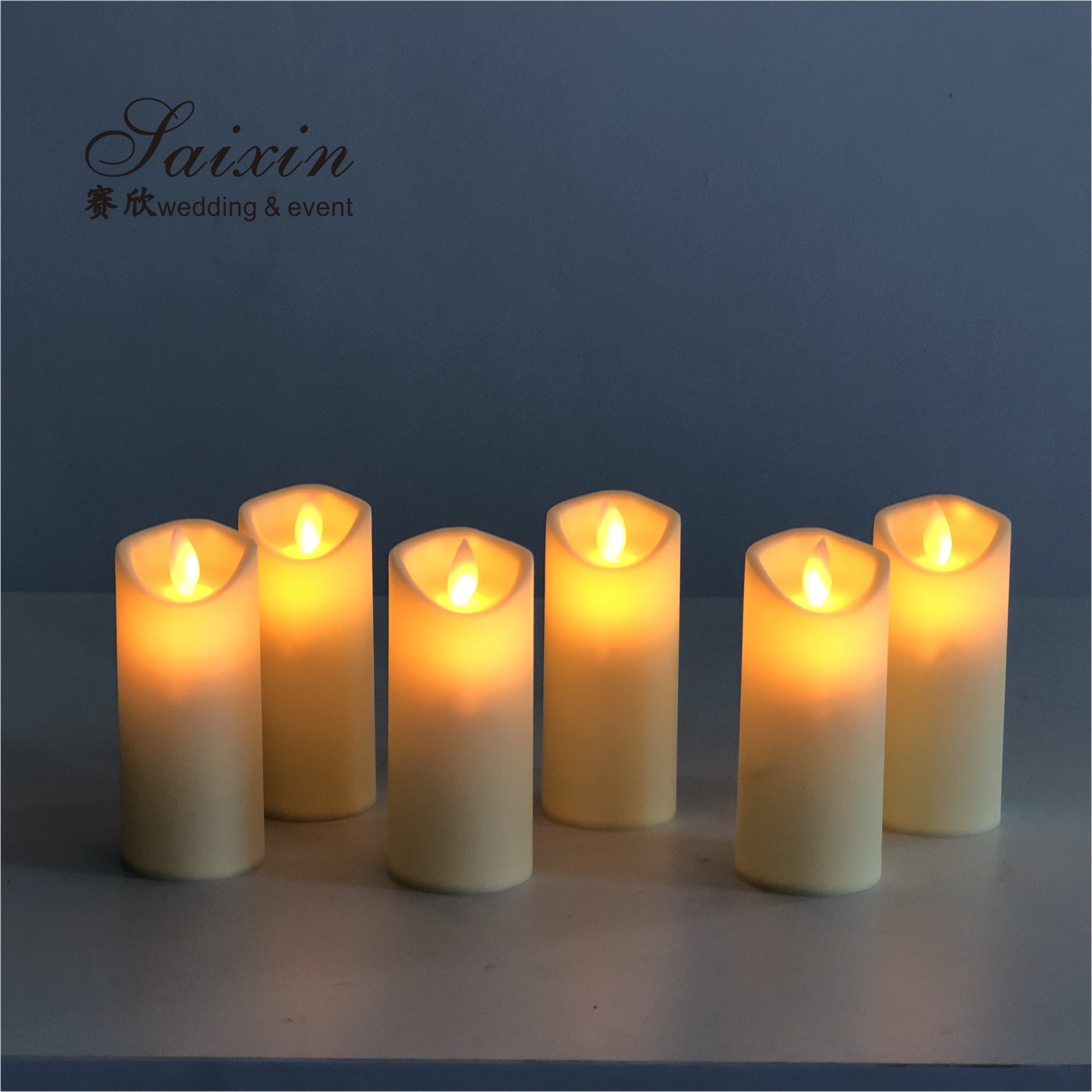 Good quality event decoration real wax dripping dancing flame LED pillar candle