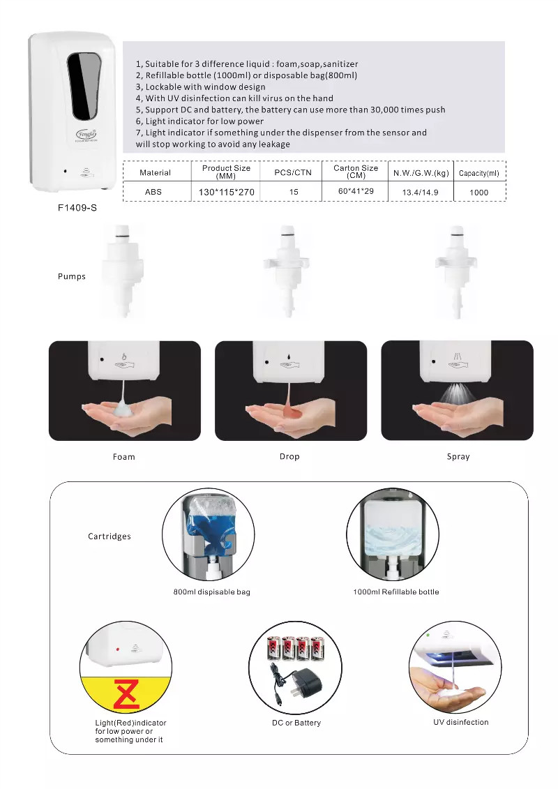 Alcohol Gel Sensor 1000ml Hand Sanitizer Machine