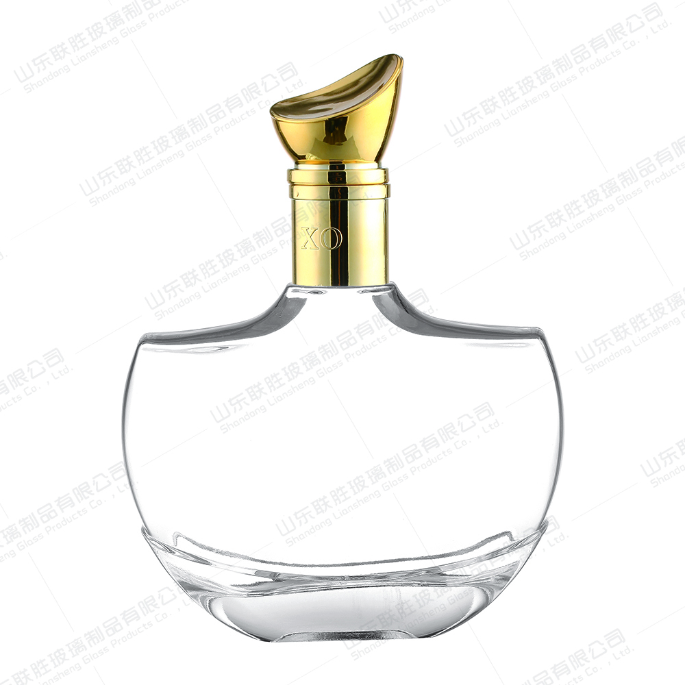 Hot Stamping Unique Shape Glass Liquor Wine Vodka Tequila Bottle with Sealed Cork Lid