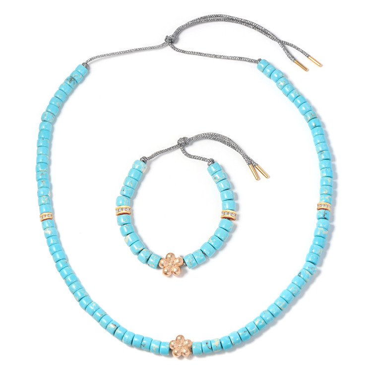 16cm Blue Turquoise Beaded Bracelets mens Handmade Weaved With E Coating
