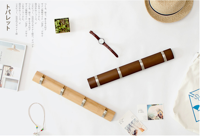 Heavy Duty Coat and Hat Hook Rail Wall Hooks Durable Bamboo Robe Rack