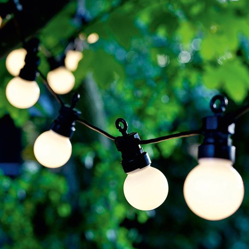 White Pearl Outdoor Patio Globe String Lights Black Wire G50 LED Waterproof String Lights Suspension Type Patio Lights Decor
