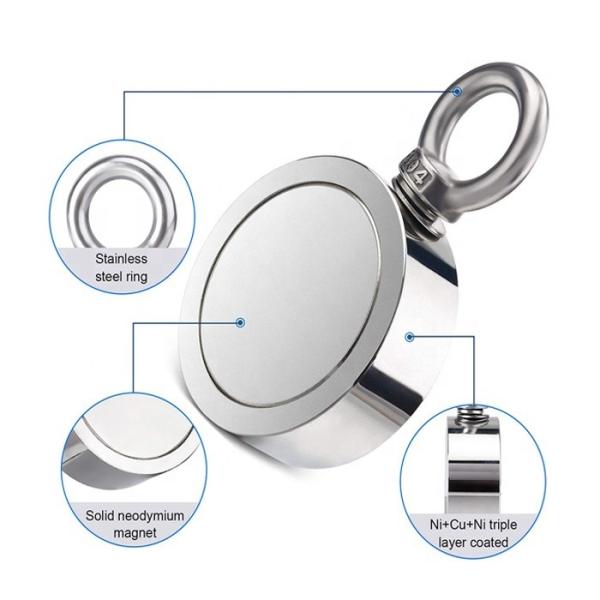 2.75" Rare Earth Neodymium Fishing Magnet with 1000lbs Strength and Ropes