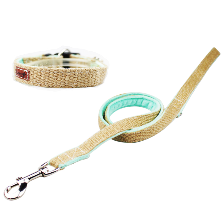 Nature Hemp Personalized Dog Collar Leash Set 100% Cotton Material