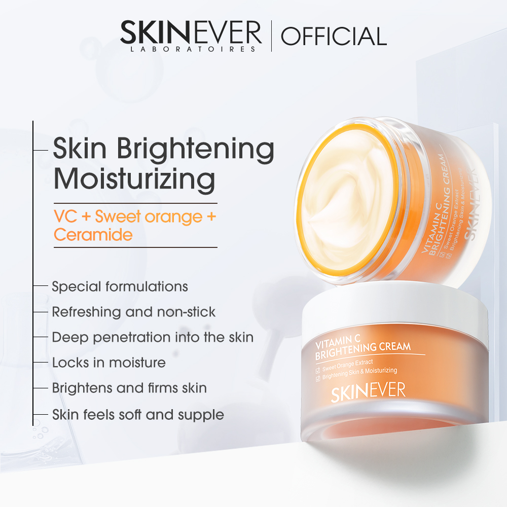 SKINEVER Organic Herbal Face Cream Vitamin C Sweet Orange Extract Non-Sticky Moisturizing Brightening Effect Skin Care Treatment