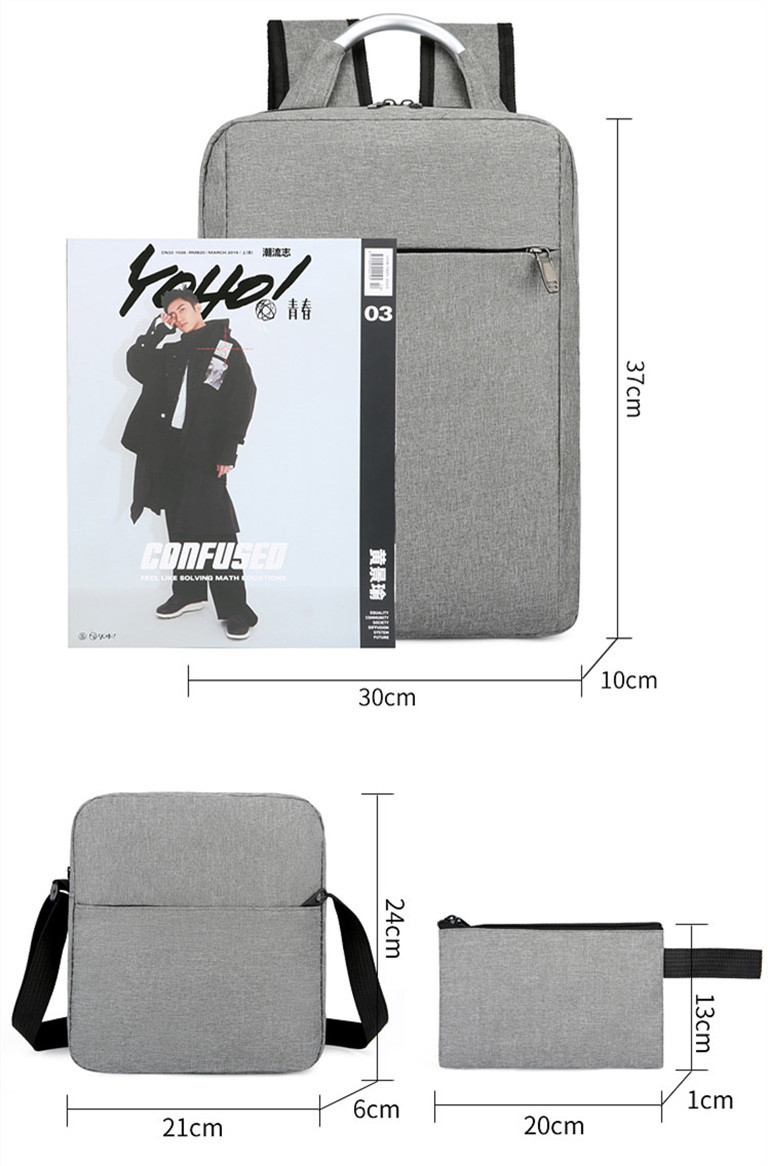 1.2 Inch Office Backpack Sets 3 In 1 Mens Fashion Backpacks Set With Usb Port