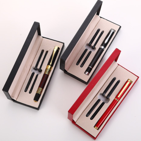 Popular Pen Set Business Office Pen with Customized Logo Black Matching Ink Bag Gift Box Water based Pen Set
