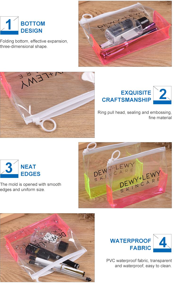 Clear Pvc Cosmetic Pouch Bag Pvc Make Up Bag Large Capacity Waterproof