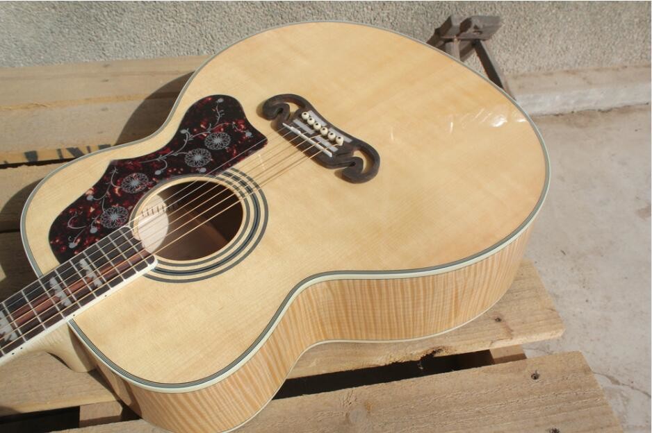 2018 New Chibson G200 acoustic guitar flame maple natrual GB G200 electric acoustic guitar