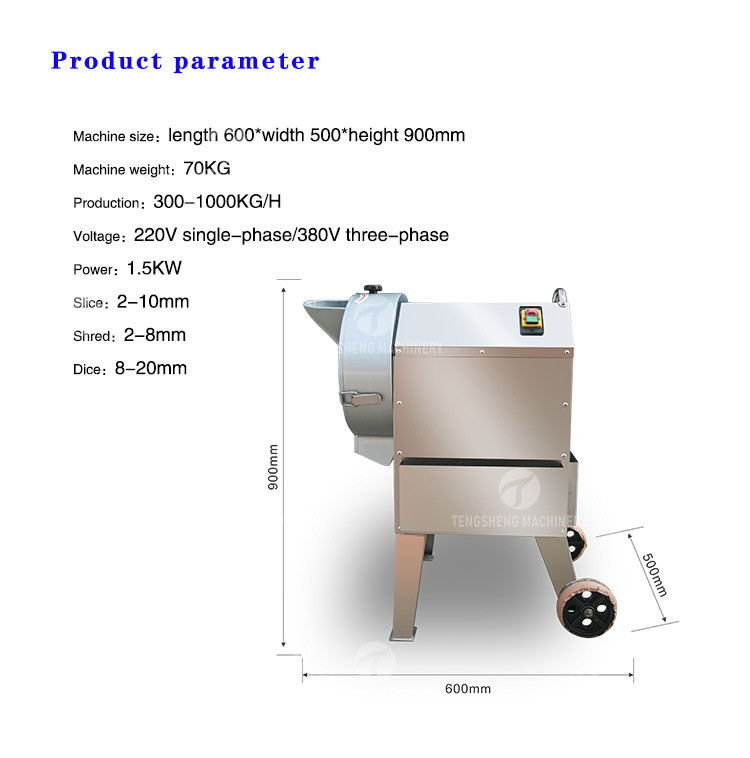 Stainless Steel Potato Vegetable Dicer Machine Rotating Bezel Nonexpendable