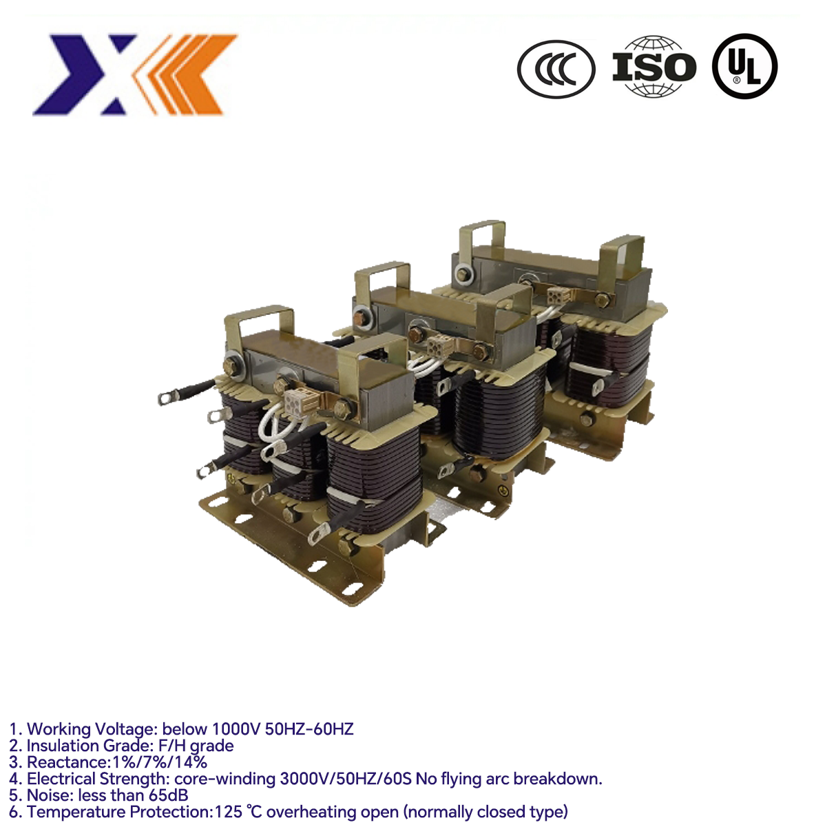200kw 450A Three Phase Reactor with Customized Package Type and 1.401mh Inductance