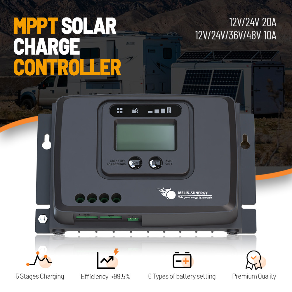 Digital Smart RV MPPT Solar Charge Controller 12V / 24V Surface Mounting