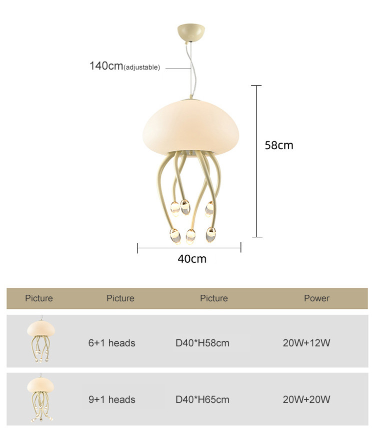 Cream style designer jellyfish chandelier minimalist and creative living room light(WH-AP-563)
