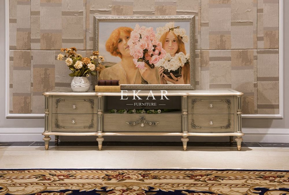 Elegant Wood Luxury Carved European Living Room Furniture Set