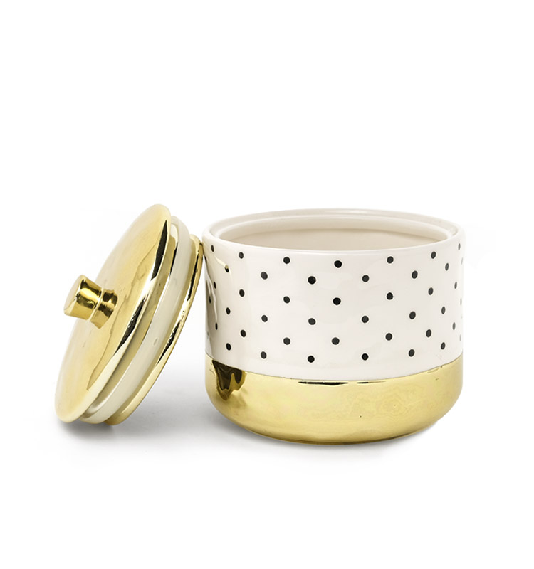 Modern Airtight Tea Sugar Coffee Food Storage Canister Set With Golden Cover Colorful Ceramic Canisters