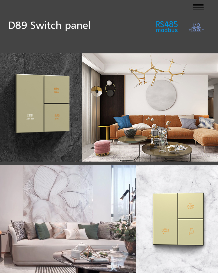 Champagne 4 Button Modbus Wall Switch For Hotel / Home / Villa
