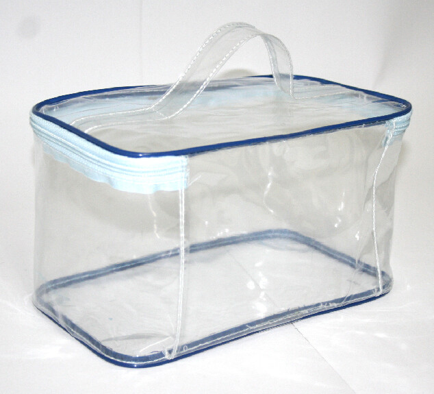 Clear Transparent Makeup Bag , Waterproof Cosmetic Travel Bag With Handle