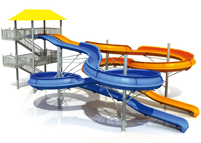 Kids Water Park Construction Water House Structures With Climb Net / Spray