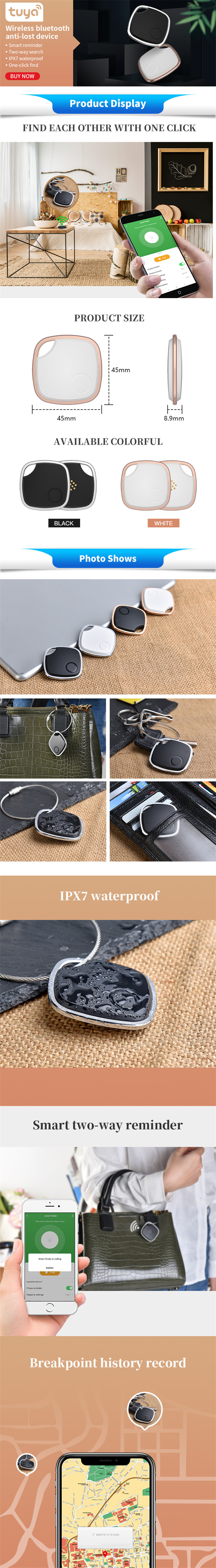Mini Anti Lost Alarm Blue Tooth Pet Tracker Real Time Location Tracking Device Tuya Smart Tag GPS Locator Key Finder