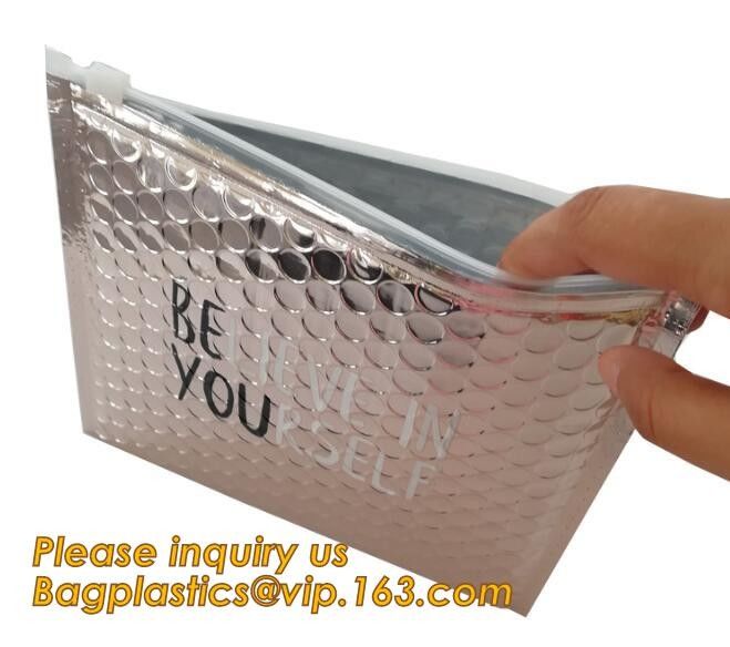 air mail metallic holographi rose gold bubble padded mailer / Zip lockkk bubble bag/ slider bubble bag,Holographic Factory
