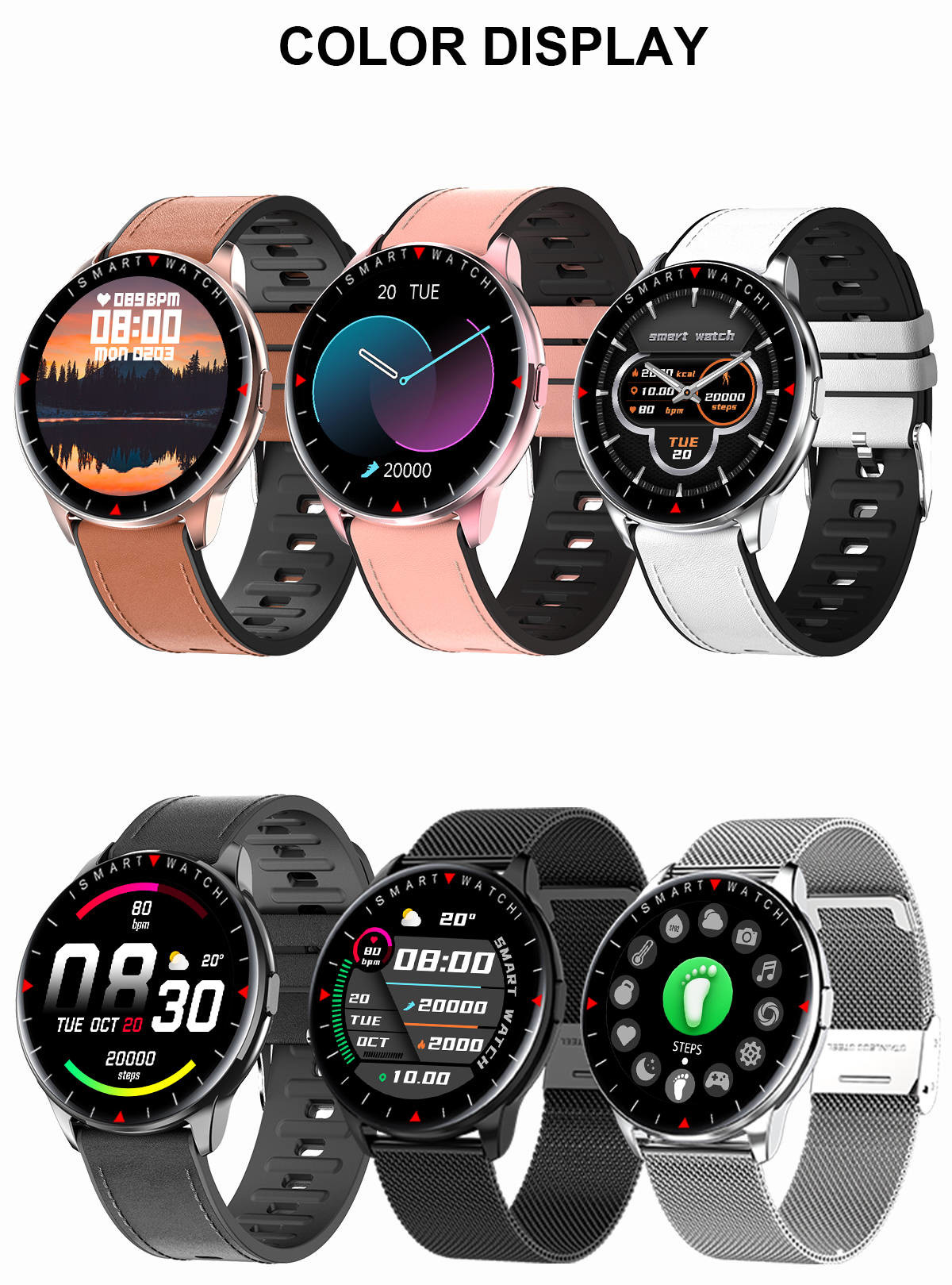 360x360 Resolution Fitness Smartwatch Breathing Training Monitor All Day Heath Care