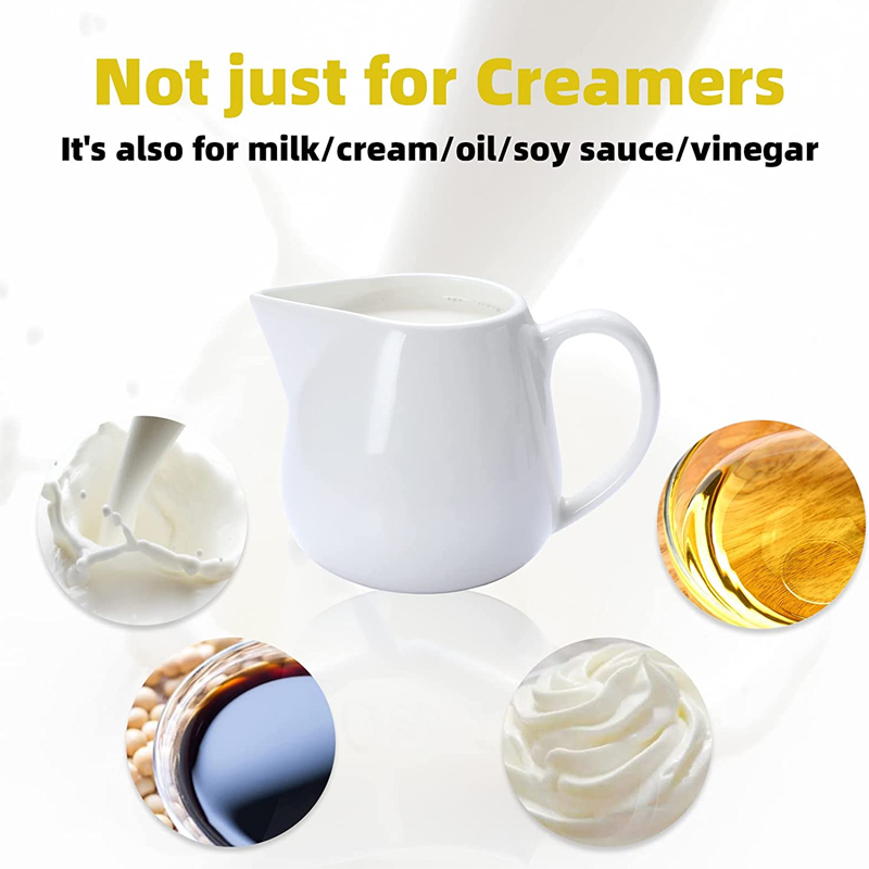 White Coffee Milk Creamer Pitcher Porcelain Small Serving Sauce