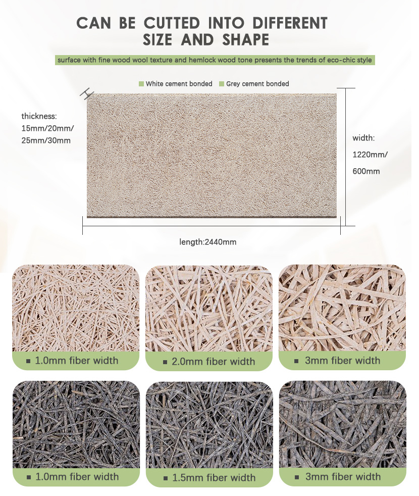 Eco Friendly Wood Wool Insulation Boards Fireproof Wood Fiber Panels Customized