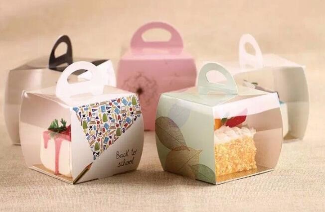 Wholesale custom Paper Cookies packing Cake Box with PVC window,Wholesale Plastic Square Birthday Wedding Packaging Clea