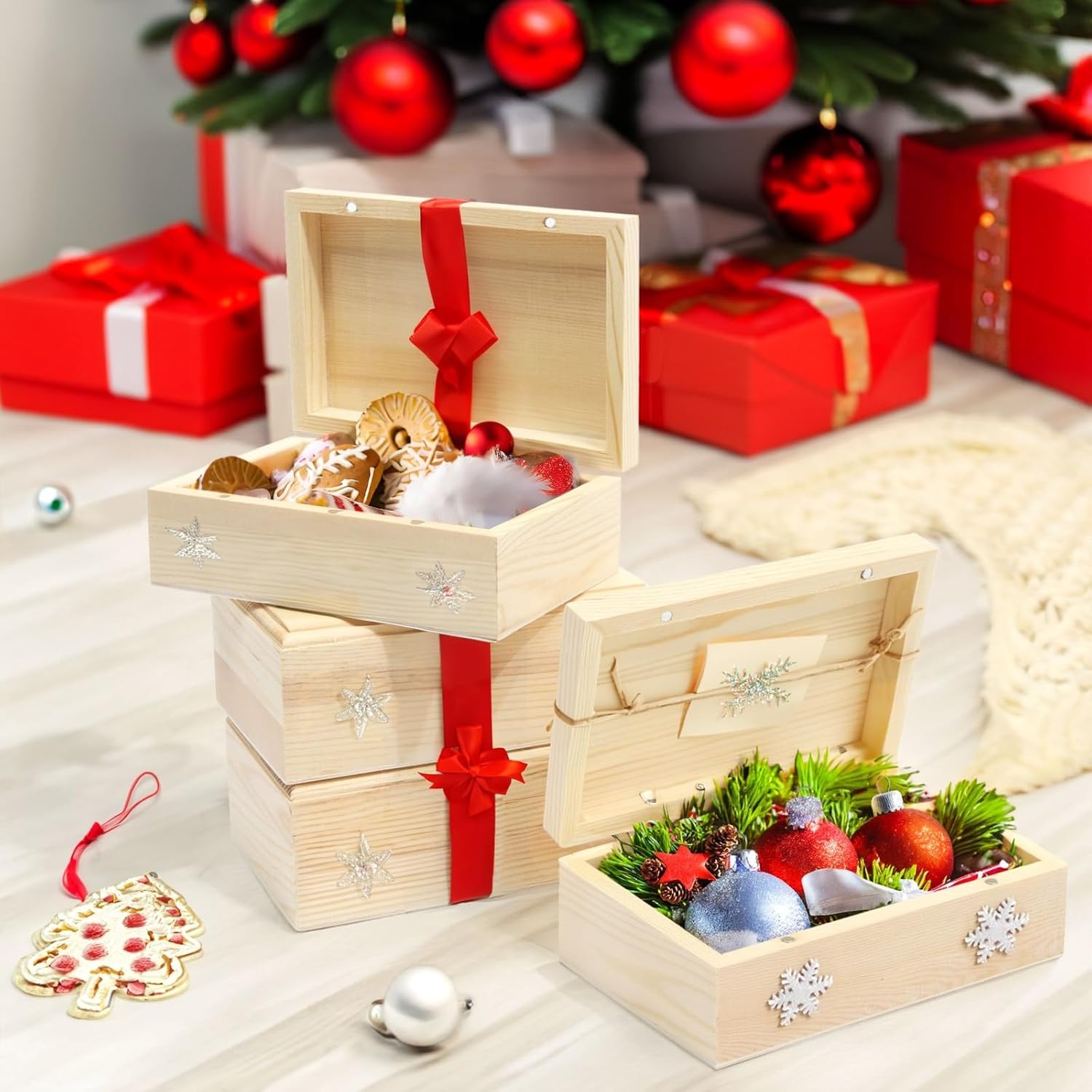 wooden box with lid Unfinished Wood Boxes with Hinged Magnetic Lid