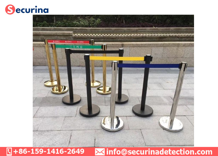 Stainless Steel Stanchion Queue Post Crowd Control Retractable Belt Barrier