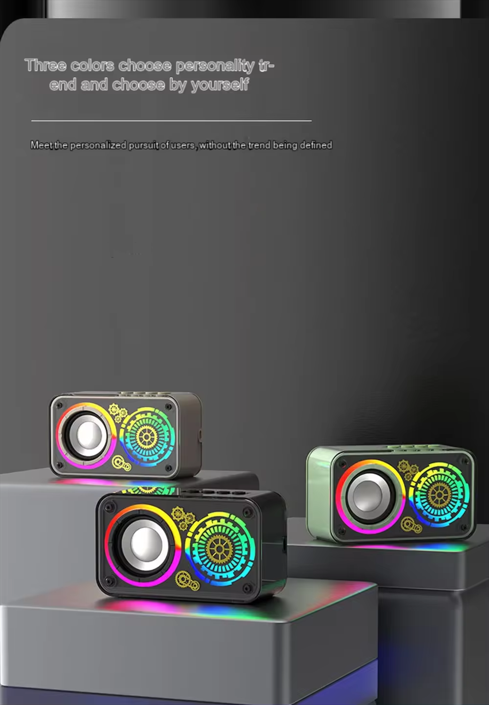 10W Output Power Wireless Speaker Transparent Mecha Portable Mini Subwoofer TWS Audio
