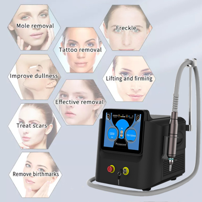 1-10HZ Picosecond Laser Machine 532nm 755nm 1064nm 1320nm With Treatment Tips