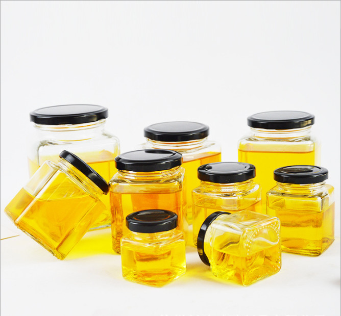 Classic Square Candy Vegetable Salad Jam Honey Jar And Spoon 50ml-730ml With Screw Cap