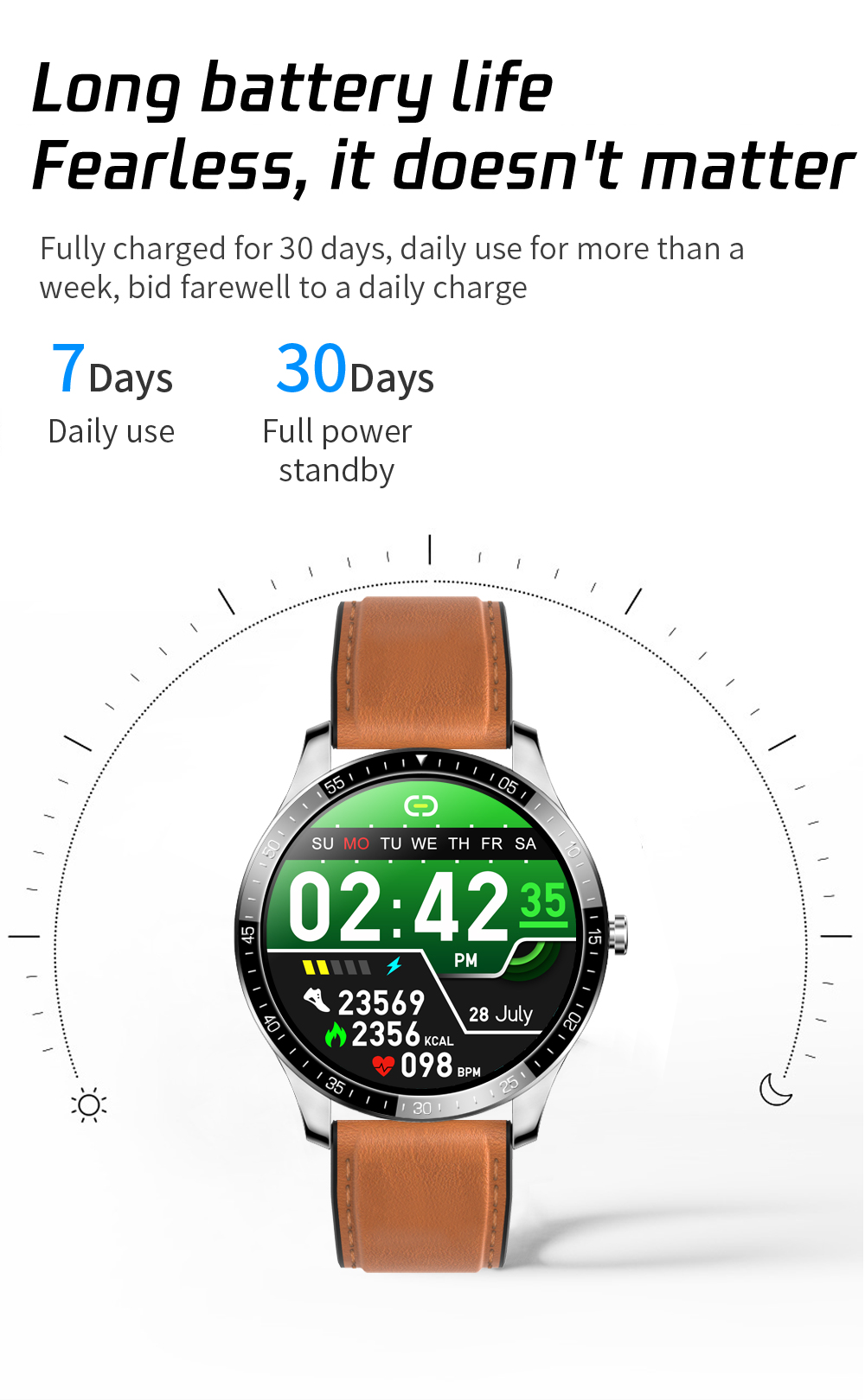 IP68 Silicone Smart Watch , 240*240 Smart Ecg Temperature Bracelet