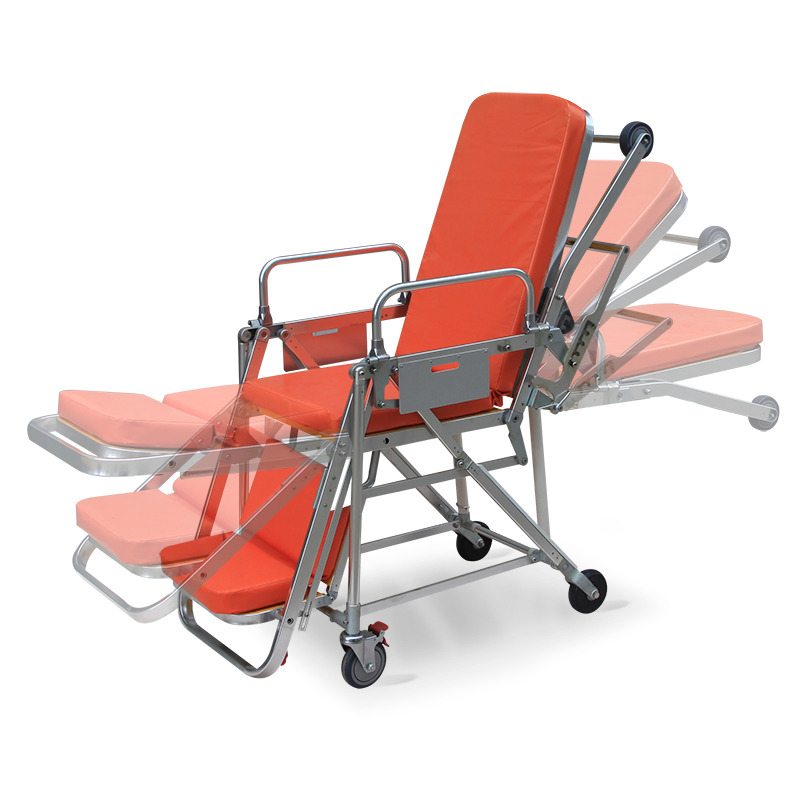 Stainless Steel Medical Chair Adjustable Manual Hospital Patient Transport Emergency Ambulance Stretcher Trolley