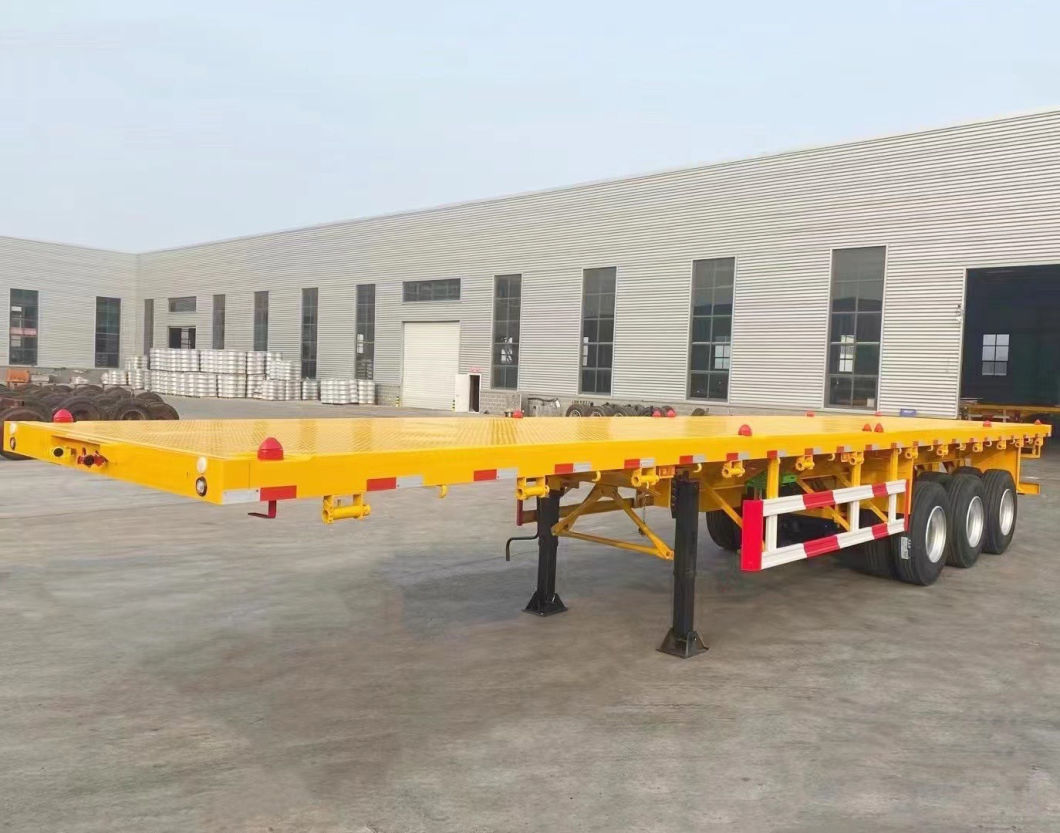High Quality Tri-Axle 2/3/4 Axle Container Cargo 40ton 20/40 FT Flatbed Chassis Flatbed Trailer