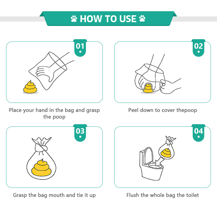 Pet Poop Bag Biodegradable Custom Label Dog Poop Waste Disposal Bag