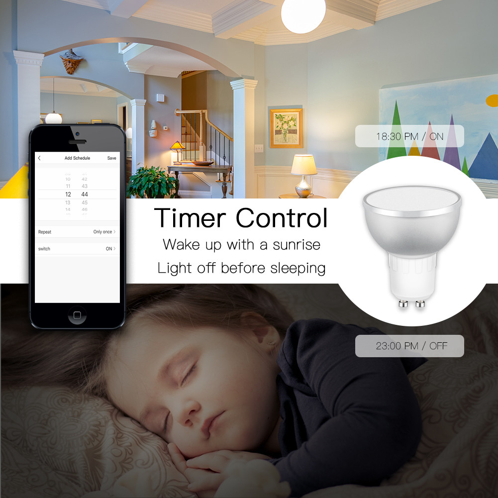 Alexa & Google Assistant Wifi Smart Light Bulb Gu10 RGB Multicolor