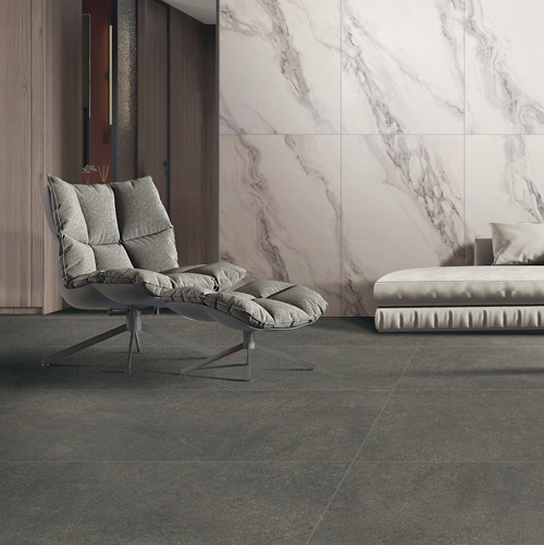 Full Body 750*1500mm Cement Look Porcelain Tile Project Commercial Residential