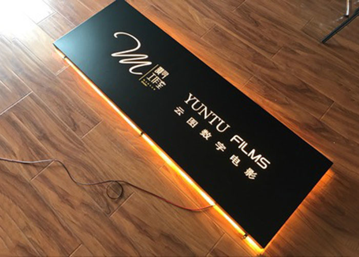 Wall - Mounted Hanging LED Light Box Sign With Laser Metal Cutting Contents