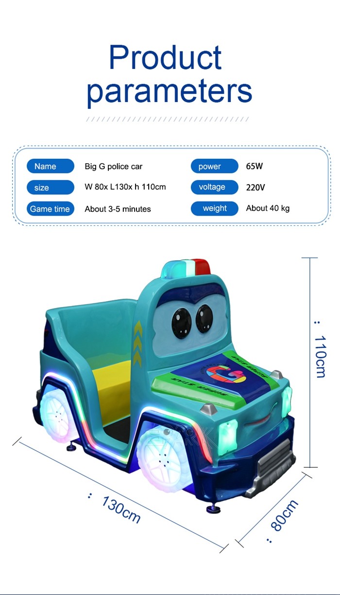 Fiber Glass coin Operated Amusement Rides Big G A Police Cartoon Car