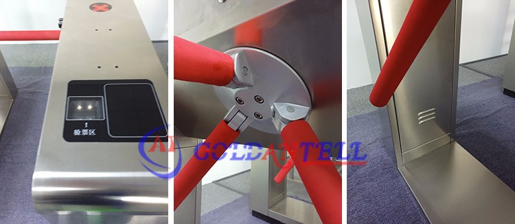 App code scanner controlled rotary drop type three arm turnstile / rfid tripod gate for Subway restaurant entry