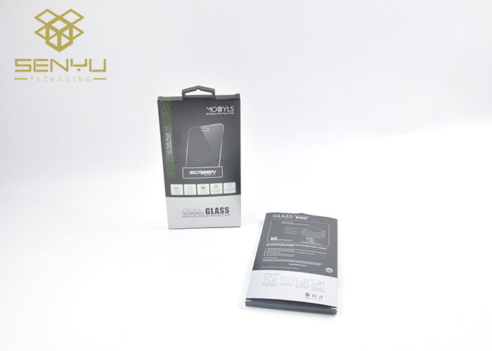 350G Silver Card Paper Mobile Accessories Packaging Tempered Glass Packing