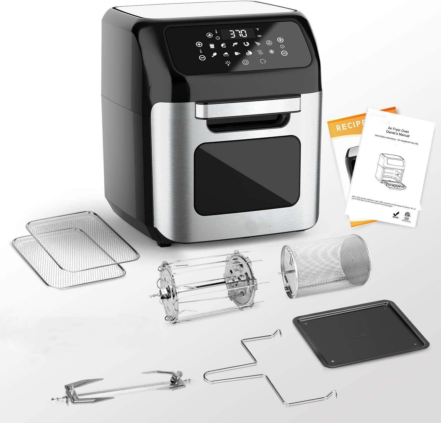 Home Appliance Healthy 12L Medium Capacity Air Fryer Ovens With Touch Screen Display Without Oil