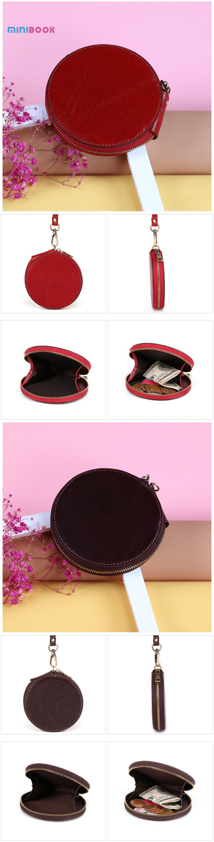 2022 Designs Short Wallet Length Genuine Leather Coin Purse for Women Highly OEM ODM