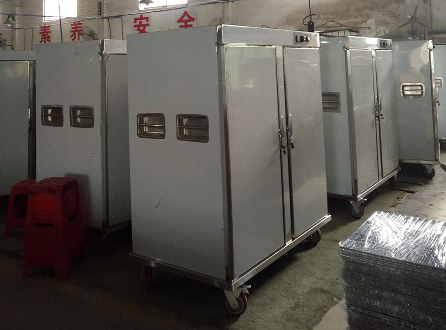 Stainless Steel Two Doors Food Warmer Cart Mobile Food Heat Holding Cabinet