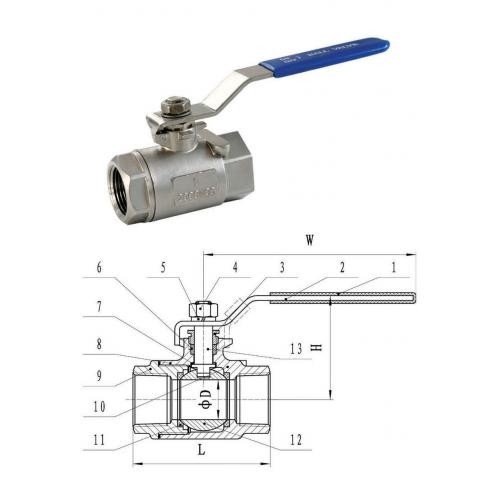  Stainless Steel CF8 / CF8M / CF3M 2 - PC Floating Ball Valve Female Threaded 1000 WOG Manufactures