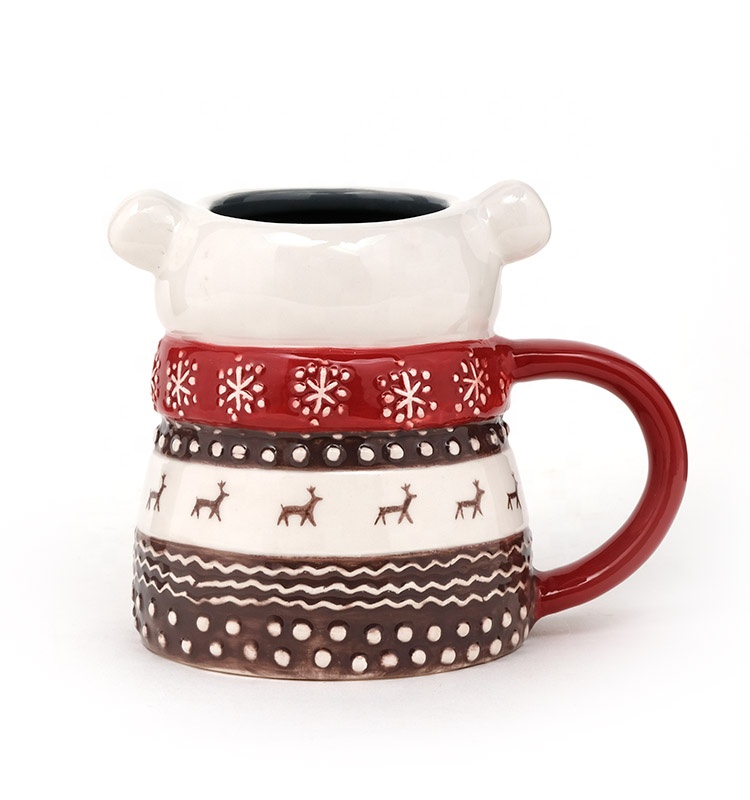 Santa Coffee Mug Santa Mug Christmas Porcelain Ceramic 3d Mug In Santa Design